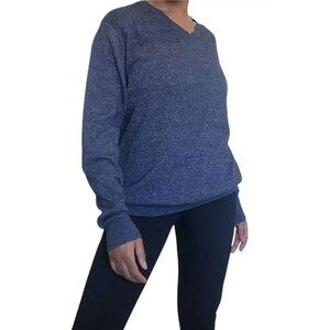 Banana Republic Mens V Neck Lightweight Pullover Sweater Heather Blue Sz L EUC